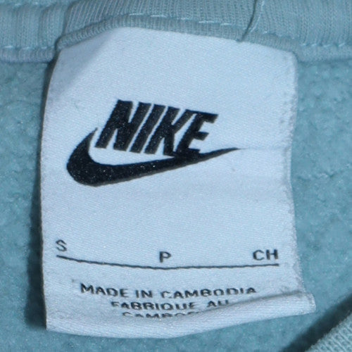 Nike Womens Blue Pullover Sweatshirt Small Crew Neck Logo Print