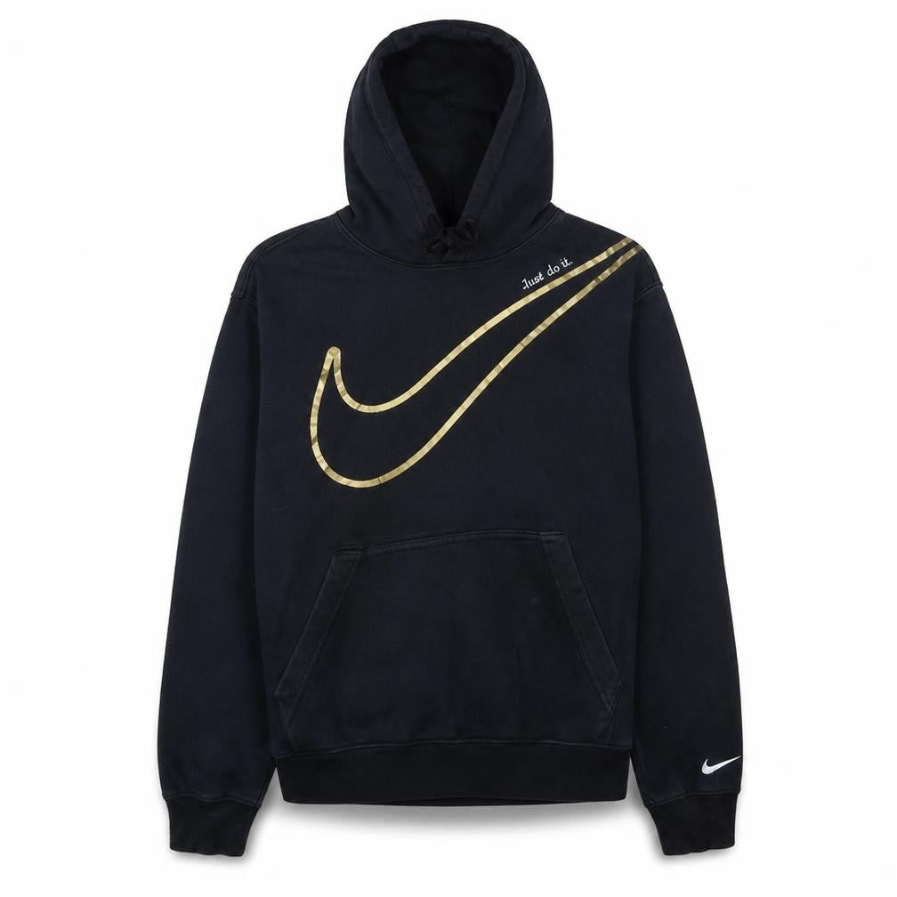Nike Women's Black Gold Swoosh Pullover Hoodie M