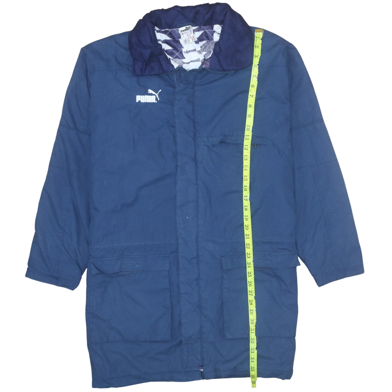 Puma Men's Blue Medium Parka Coat Winter Lined Full Zip