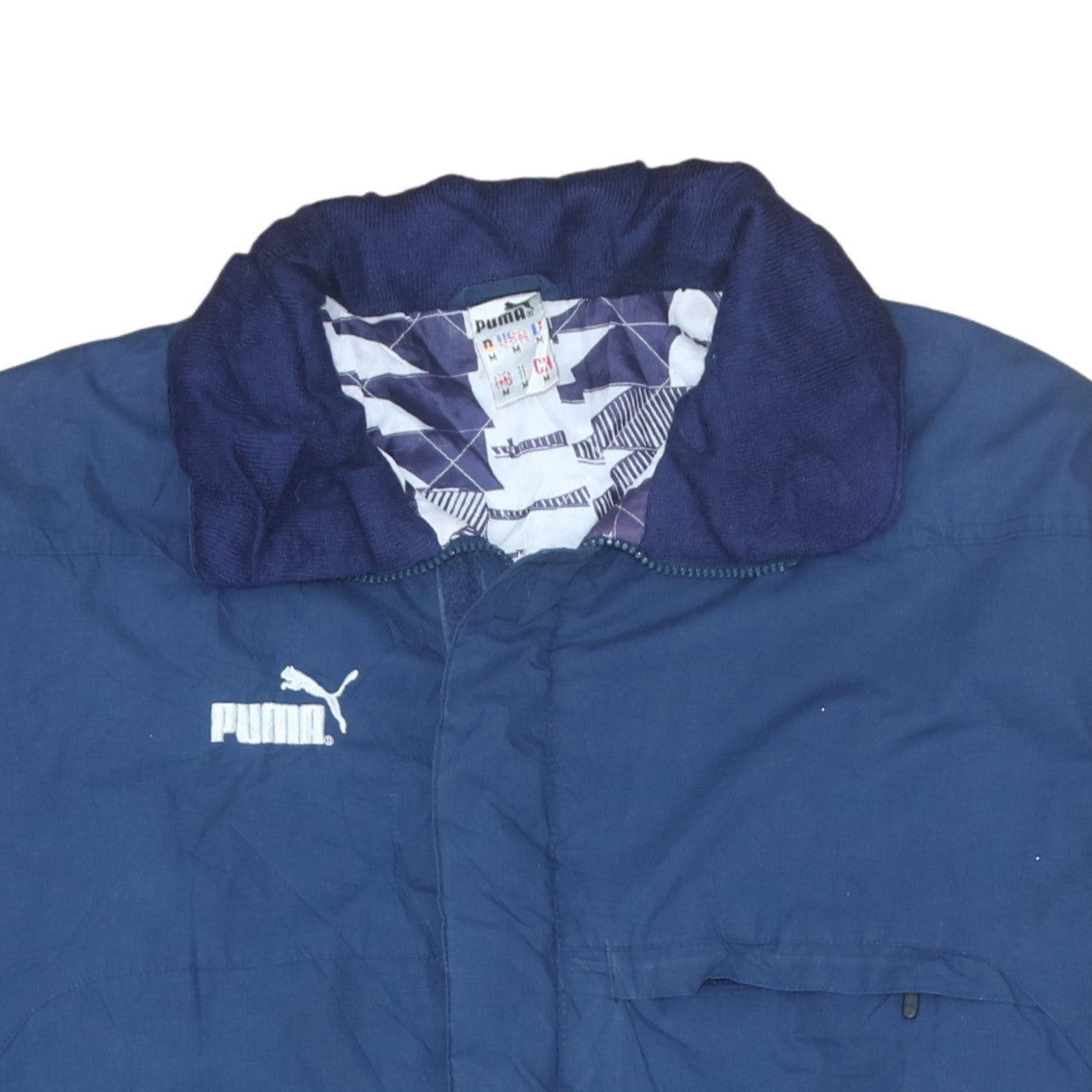 Puma Men's Blue Medium Parka Coat Winter Lined Full Zip