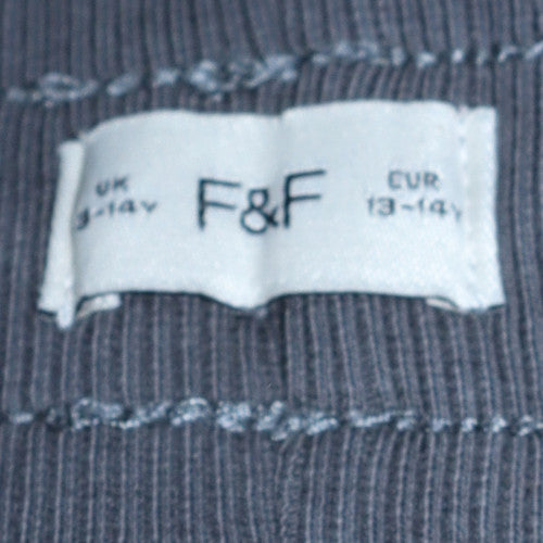 F&F Boys Grey Jogger Trousers 13-14 Years Elastic Waist Activewear