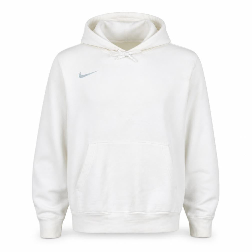 Nike Men White Pullover Hoodie L Fleece Logo Sweatshirt