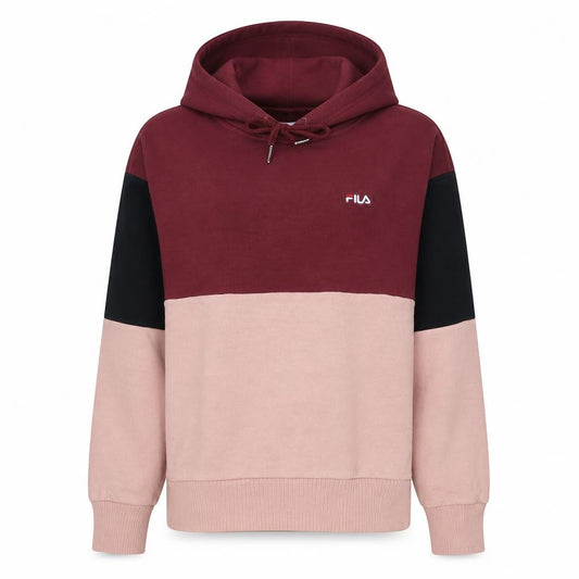 Fila Womens Colourblock Hoodie Burgundy Pink XS Pullover Cotton Blend
