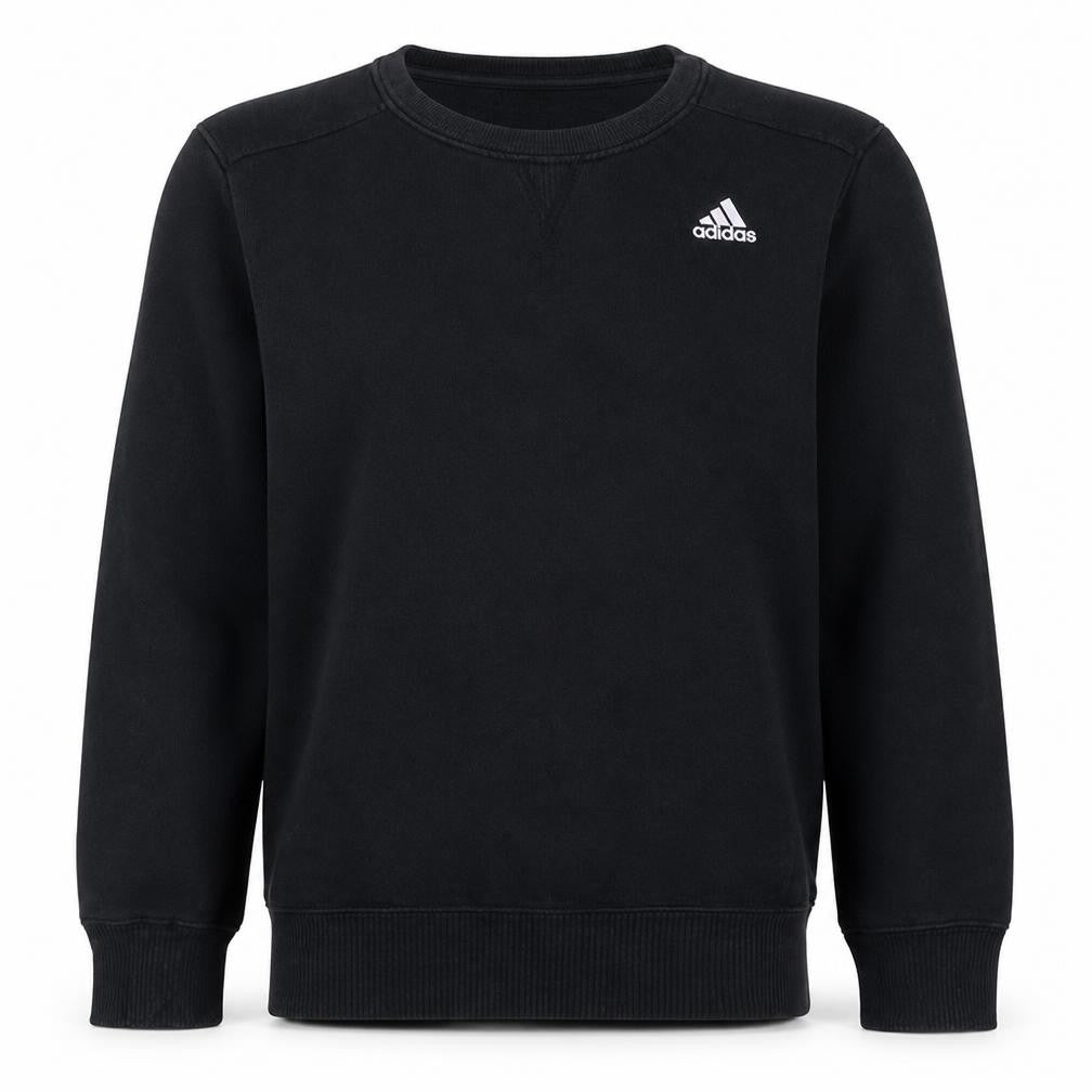 Front view of Adidas Men’s Black Crew Neck Sweatshirt S Regular Fit Pullover