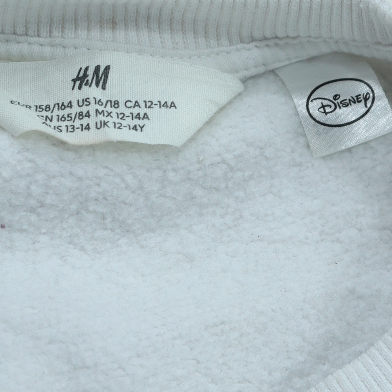 H&M Girls White Mickey Mouse Graphic Pullover Sweatshirt 13-14 Years