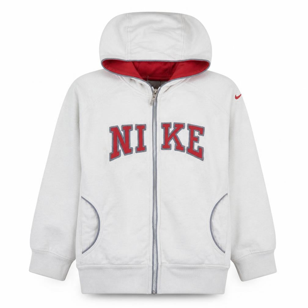 Nike Teens White Full Zip Hoodie Size 10 EU Cotton Blend 9-10 Years