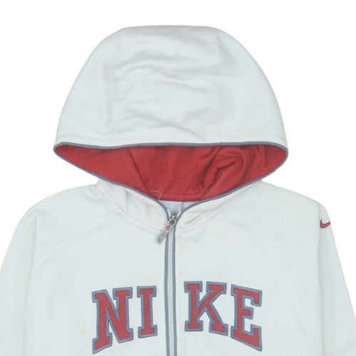 Nike Teens White Full Zip Hoodie Size 10 EU 138-140 Cotton Blend