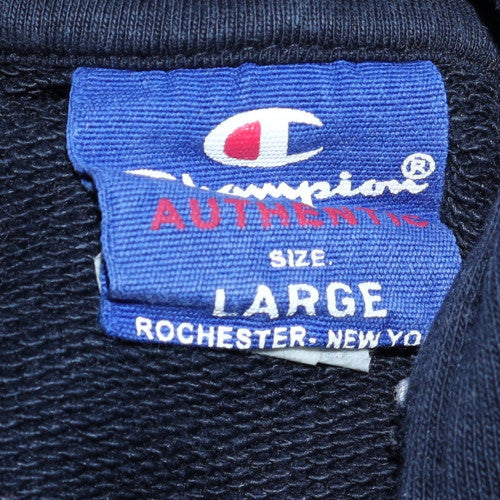 Champion Men's Blue Pullover Hoodie Large Fleece Logo Sweatshirt