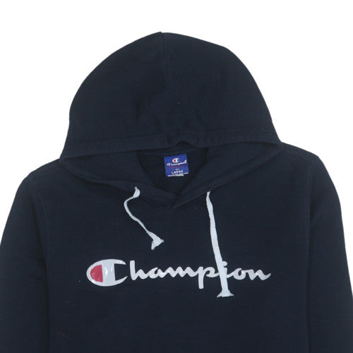 Champion Men's Blue Pullover Hoodie Large Fleece Logo Sweatshirt