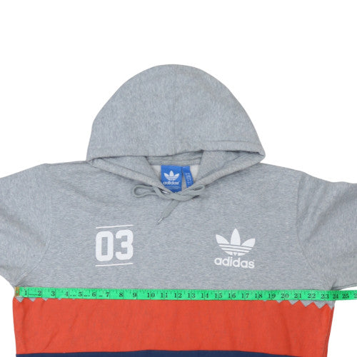Adidas Mens Grey Red Blue Pullover Hoodie Size L Sports Fleece