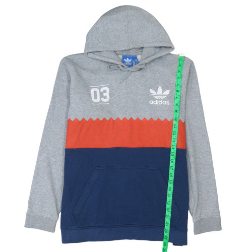 Adidas Mens Grey Red Blue Pullover Hoodie Size L Sports Fleece