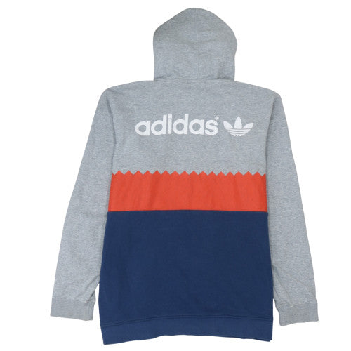 Adidas Mens Grey Red Blue Pullover Hoodie Size L Sports Fleece