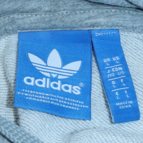 Adidas Mens Grey Red Blue Pullover Hoodie Size L Sports Fleece
