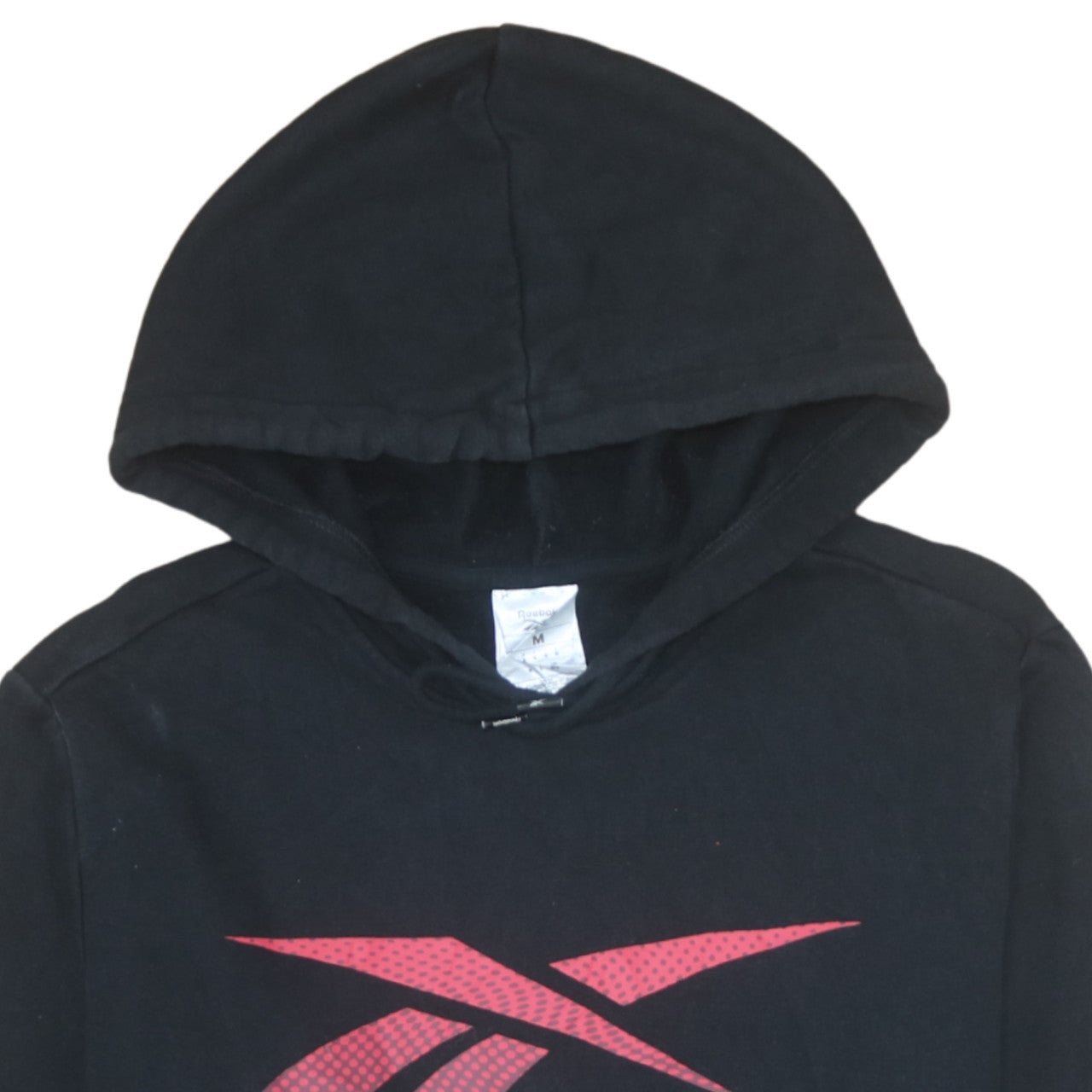 Reebok Men's Black Pullover Hoodie Medium Red Logo Graphic