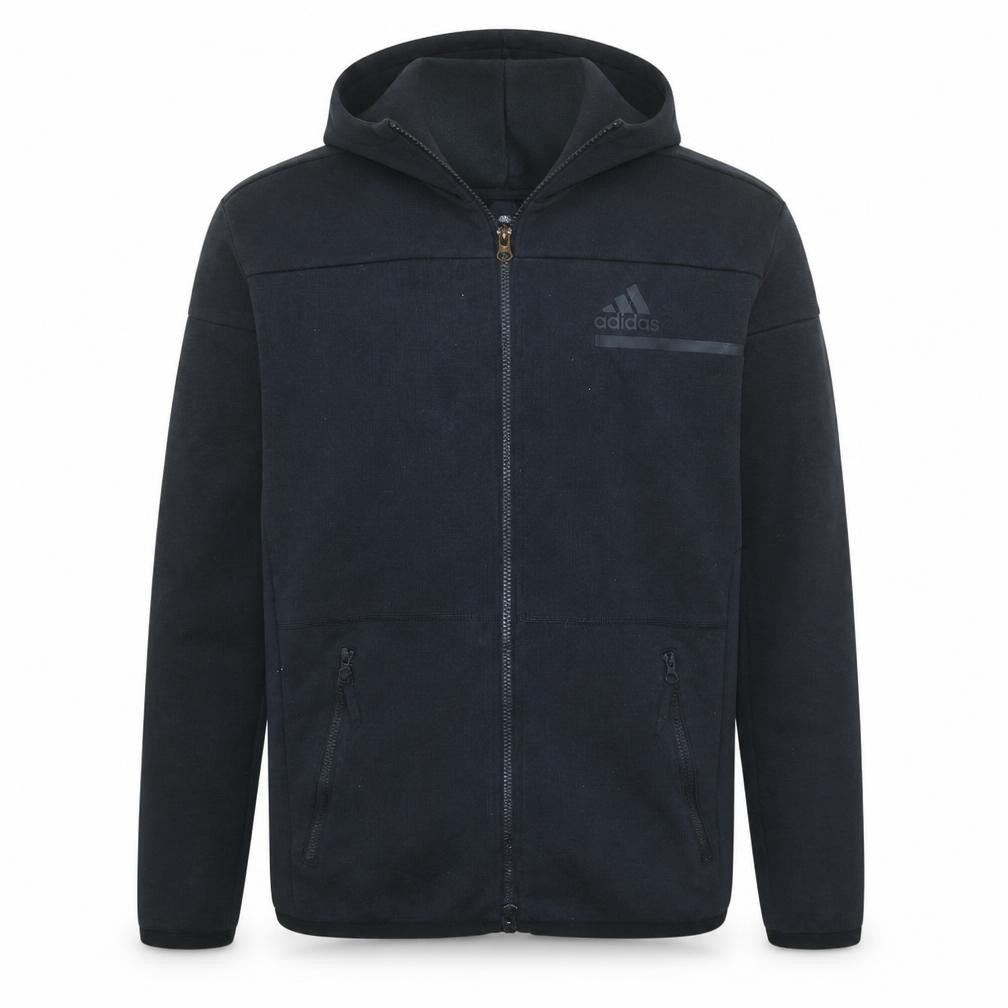 Front view of Adidas Men’s Black Full Zip Hoodie Small Fleece Sportswear