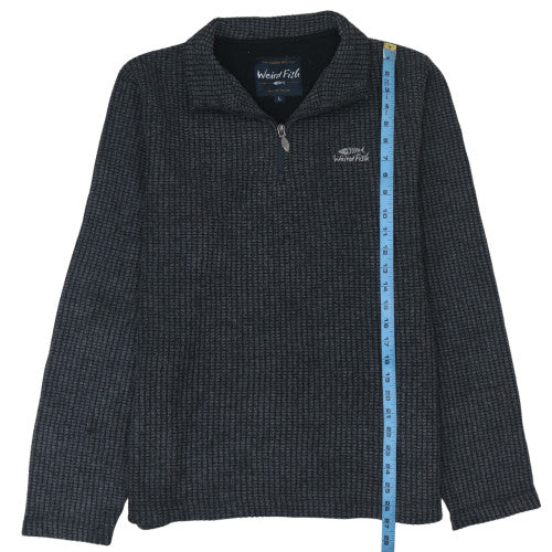 Weird Fish Men's Grey Knit 1/4 Zip Pullover Sweatshirt Size L
