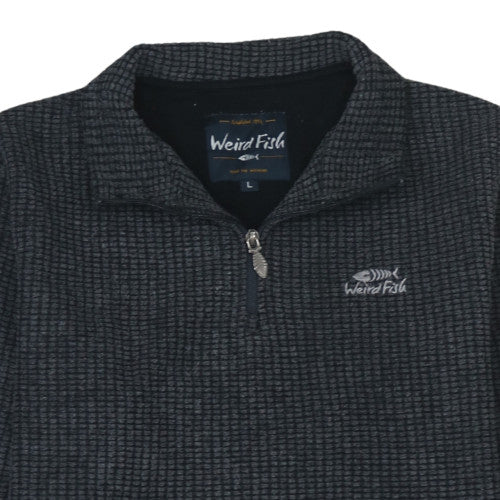 Weird Fish Men's Grey Knit 1/4 Zip Pullover Sweatshirt Size L