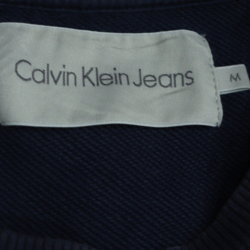 Calvin Klein Jeans Men's Blue Logo Crew Neck Cotton Sweatshirt M