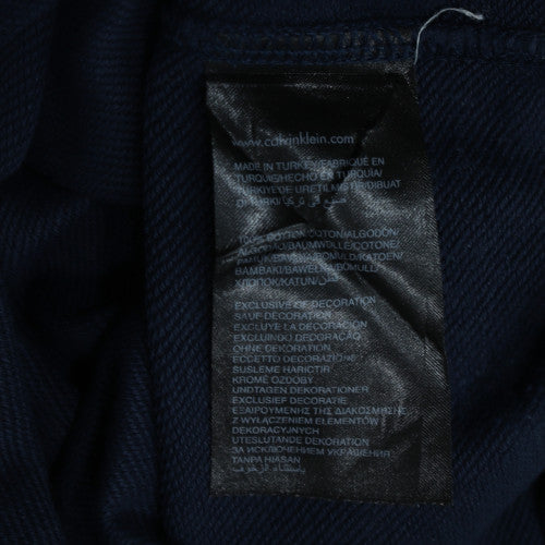 Calvin Klein Jeans Men's Blue Logo Crew Neck Cotton Sweatshirt M
