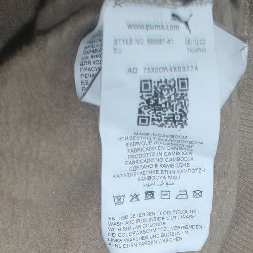 Puma Men's Beige XS Pullover Hoodie Graphic Logo Sweatshirt