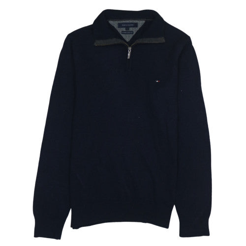Tommy Hilfiger Men's Navy Lambswool 1/2 Zip Jumper L Classic Fit