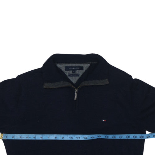 Tommy Hilfiger Men's Navy Lambswool 1/2 Zip Jumper L Classic Fit