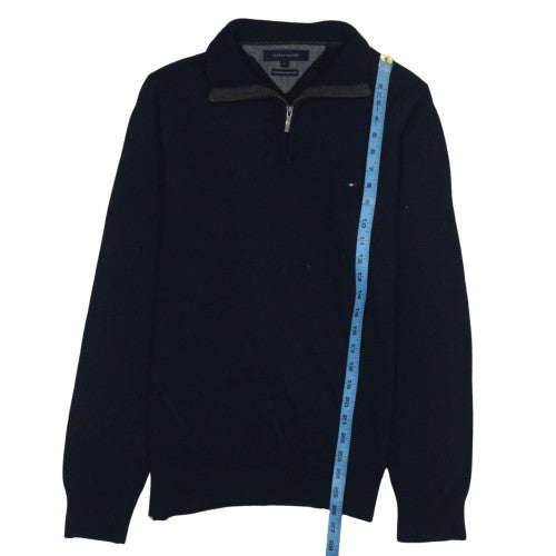 Tommy Hilfiger Men's Navy Lambswool 1/2 Zip Jumper L Classic Fit