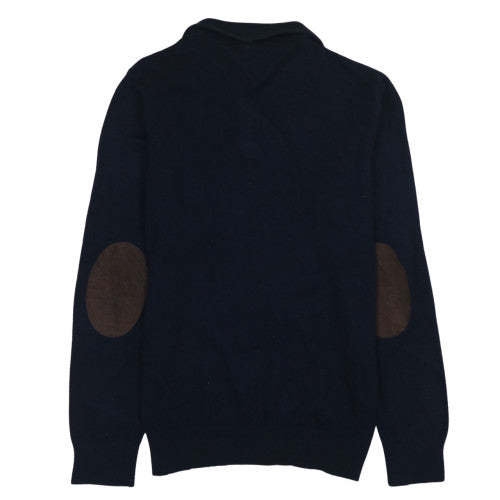 Tommy Hilfiger Men's Navy Lambswool 1/2 Zip Jumper L Classic Fit