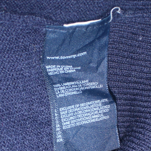 Tommy Hilfiger Men's Navy Lambswool 1/2 Zip Jumper L Classic Fit