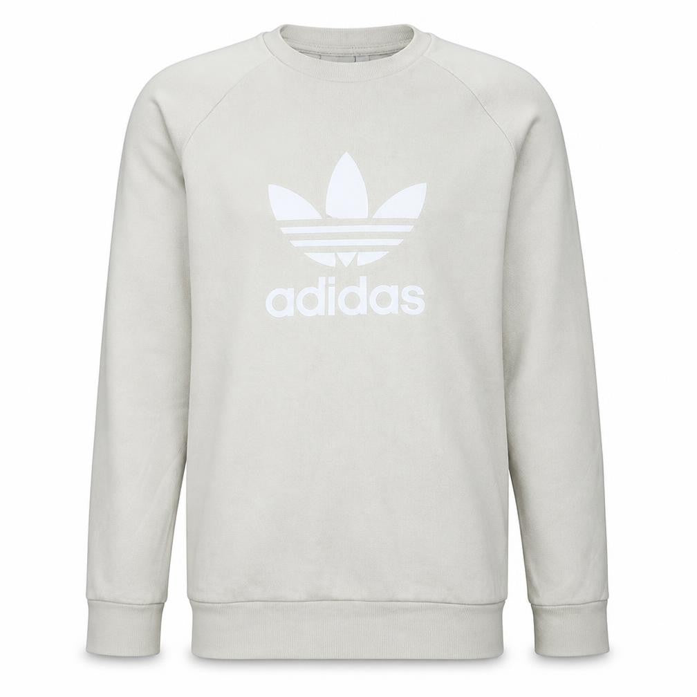 Adidas Mens Beige Small Trefoil Logo Pullover Sweatshirt