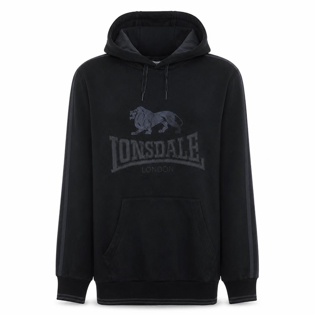 Lonsdale Men’s Black Pullover Hoodie S Fleece Sports Graphic