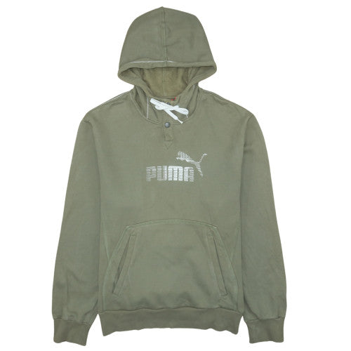 Puma Men’s Green XL Henley Hoodie with Logo Graphic Print