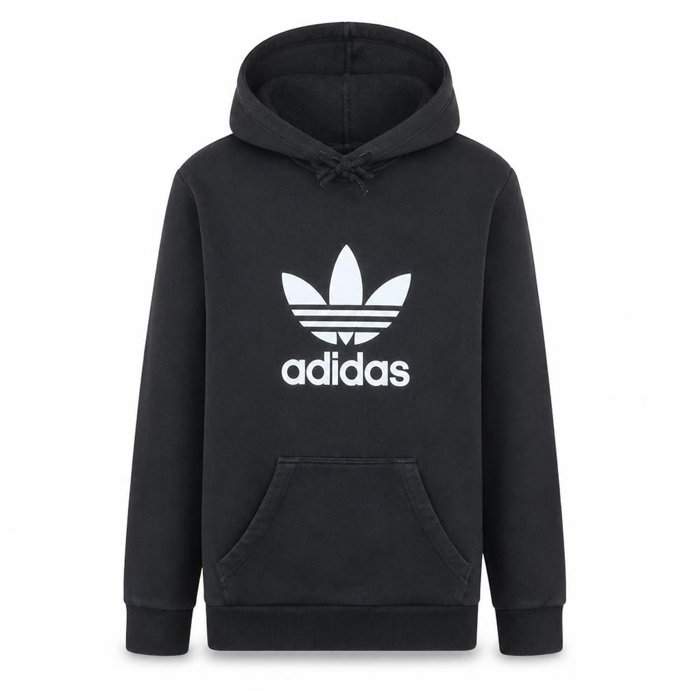 Adidas Men's Black Pullover Hoodie Trefoil Logo Size S