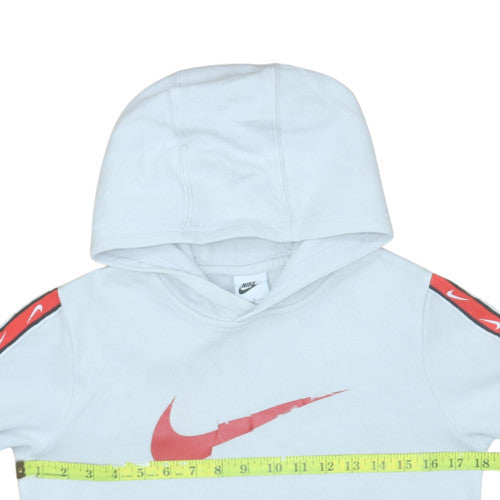 Nike Teens White Hoodie with Red Logo Stripe Size L 147-158cm