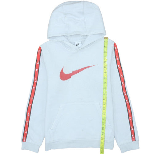 Nike Teens White Hoodie with Red Logo Stripe Size L 147-158cm