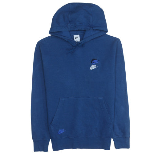 Nike Men's Blue Pullover Hoodie Small Logo Fleece Sweatshirt