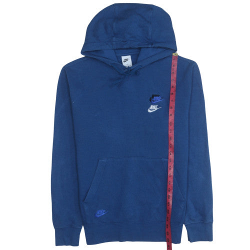 Nike Men's Blue Pullover Hoodie Small Logo Fleece Sweatshirt