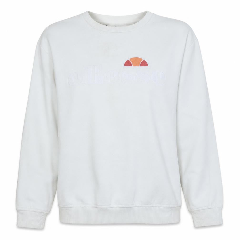 Ellesse Women White UK 12 Pullover Sweatshirt Cotton Blend