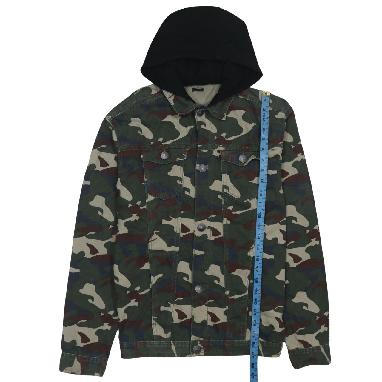 Kiabi Boys Green Camouflage Hooded Button Jacket Size 16 Years