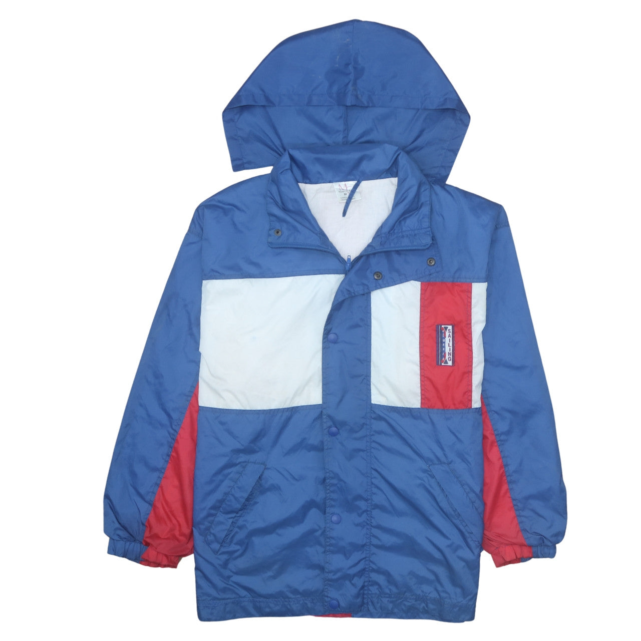 Marcel Clair Men's Blue Windbreaker Hooded Jacket Size M Retro Outdoor