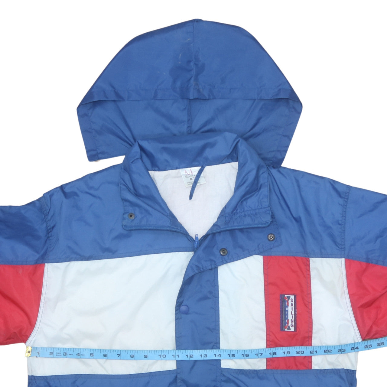 Marcel Clair Men's Blue Windbreaker Hooded Jacket Size M Retro Outdoor