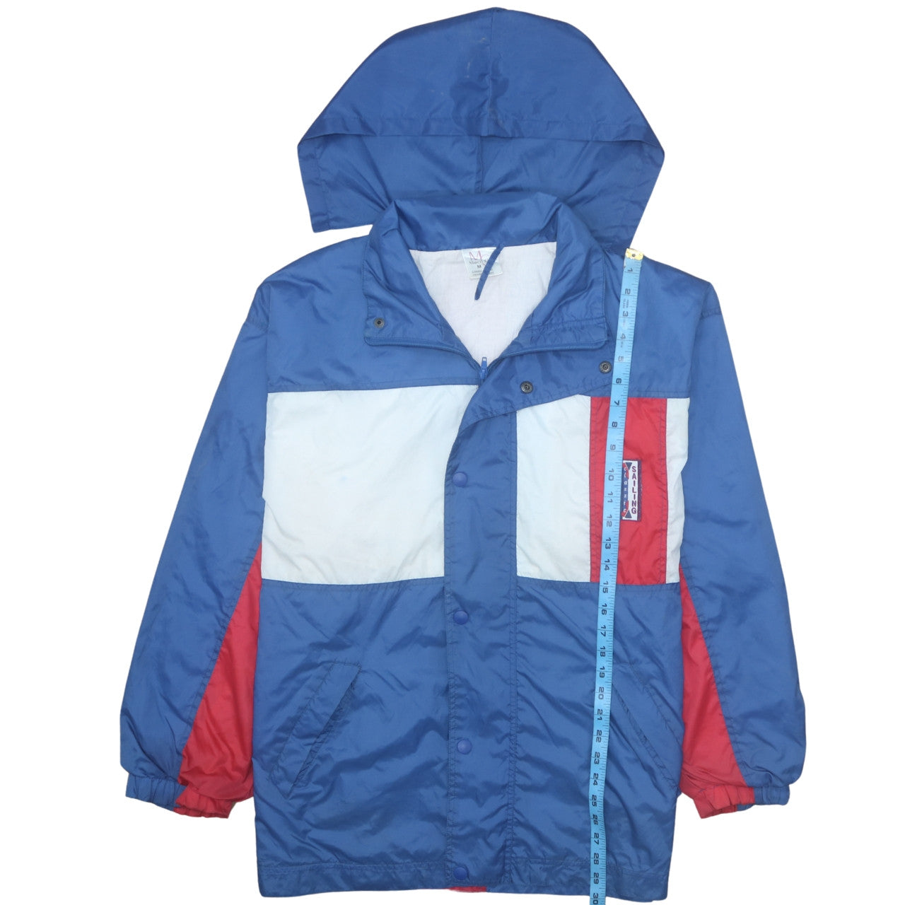Marcel Clair Men's Blue Windbreaker Hooded Jacket Size M Retro Outdoor