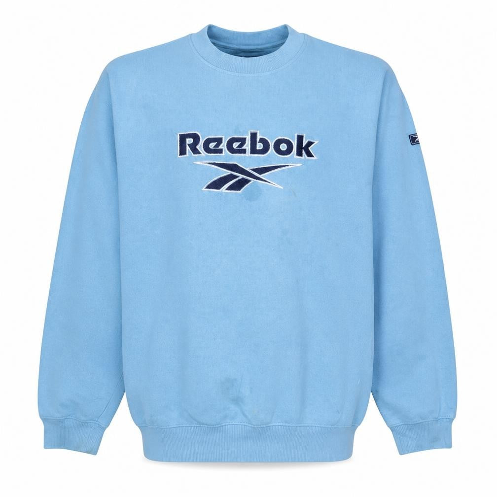 Reebok Mens Blue Small Pullover Sweatshirt Crew Neck Logo Retro