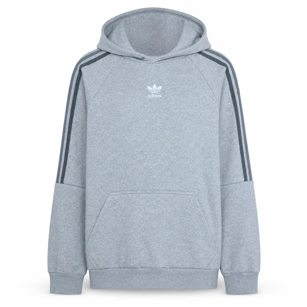 Front view of Adidas Men's Grey Pullover Hoodie, size M, Regular Fit