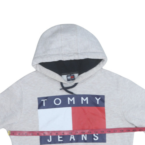 Tommy Hilfiger Men’s Grey Pullover Hoodie XL Logo Fleece Sweatshirt