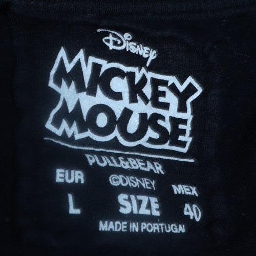 Pull&Bear Disney Mickey Mouse Black Sweatshirt L Women's Cotton Crew Neck