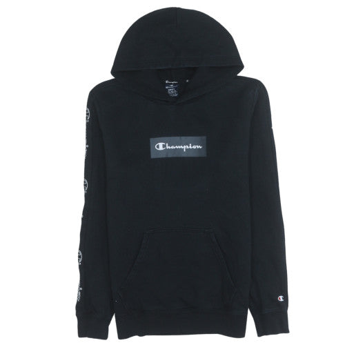 Champion Men's Black Pullover Hoodie Small Fleece Logo Sweatshirt