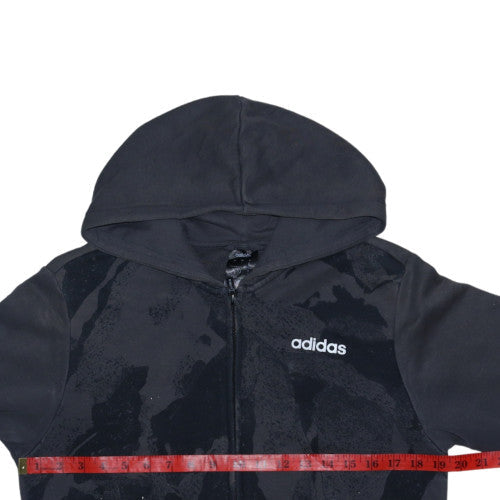 Adidas Men's Black Full Zip Hoodie S Regular Fit Logo Sportswear