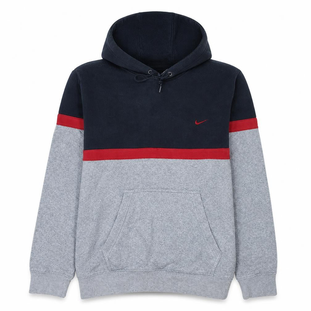 Nike Men's Grey & Navy Pullover Hoodie L Athletic Fit