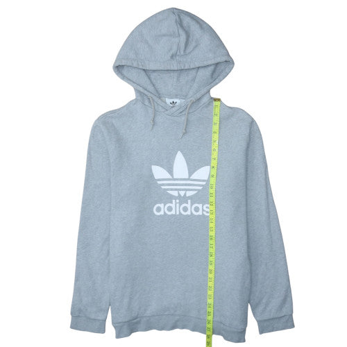 Adidas Men’s Grey Pullover Hoodie Medium Logo Fleece Sweatshirt